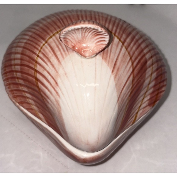 Fitz and Floyed Coral Clam shell Candy/Trinket dish with‎ lid FF 1976 - Picture 1 of 5